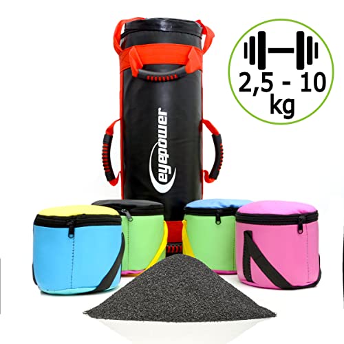 EYEPOWER 2,5-10kg Power Bag de Musculation 17x45cm Sac de Sable Sandbag Rouge – Image 3