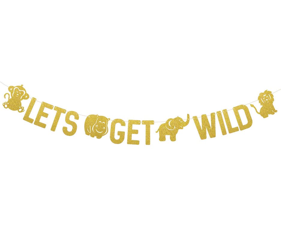 SVM CRAFT® Lets Get Wild Banner Get Wild Letter Banner Let's Get Wild Sign Jungle Theme Banner Safari Birthday Decoration Safari Party Sign Wild Things Birthday Decorations Safari Birthday Party Signs