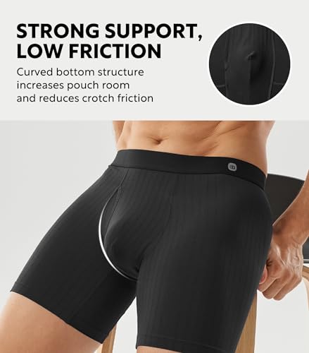 DAVID ARCHY Men's Underwear Boxer Briefs Breathable Ultra Soft Knit Texture Modal Underwear for Men 4 Pack4