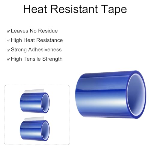 Image of uxcell Blue Heat Tape, 1 Roll 120mmx33m 108ft High Temperature Heat Resistant Tape for Sublimation,Heat Vinyl Press,Heat Transfer, Circuit Board, No Residue