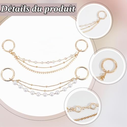 GORGECRAFT 2 Styles de Breloques de Chaussures en Forme de Poire avec Strass Scintillants pour Femmes Décoration de Lacets Chaînes à 3 brins en Alliage Doré avec Anneau à Ressort Bijoux de Chaussures – vue 5