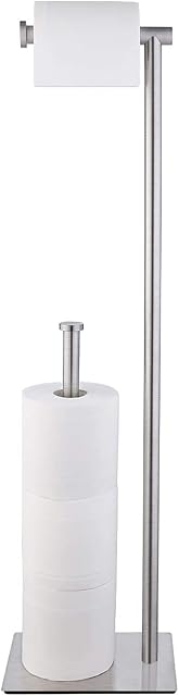 KES Toilet Roll Holder Free Standing with Reserve WC Toilet Roll Stand Alone SUS 304 Stainless Steel Brushed Finish, BPH286S1B-2