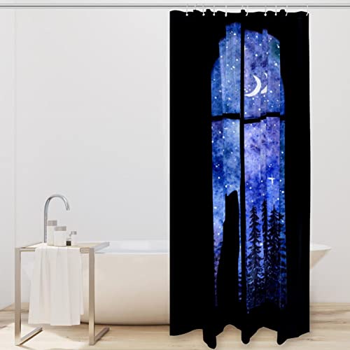 Rideaux de douche aquarelle Night Cat sans odeur pour baignoire et bac de douche 152x184 - 3