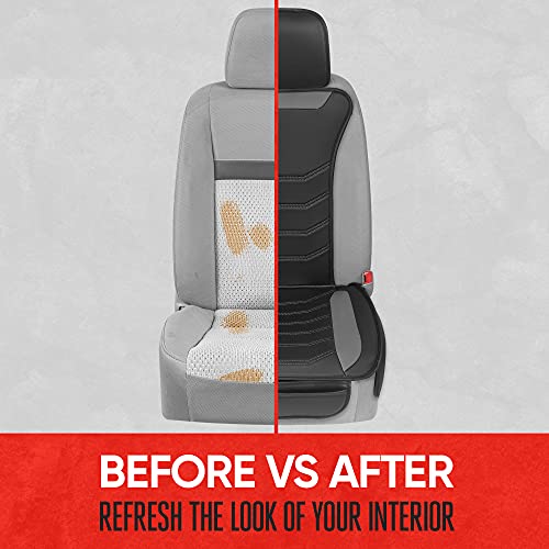 Motor Trend Luxefit Gray Seat Covers For Cars Trucks Van Suv (2 Pack), Premium Faux Leather, Easy To Install Automotive Seat Covers With Storage Pockets, Fits Most Vehicles #TOP6