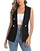IDEALSANXUN Vests for Women 2025 Trendy Sleeveless Blazer Suit Jackets Casual Lightweight Spring Summer Blazers Fashion Dressy Vest Tops, Black, M