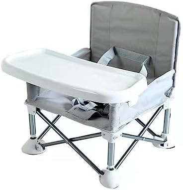 VBM Camping Chair for Kids, Toddler Beach Chair for Travel Outdoor, Folding Chair Booster Seat with Tray for Feeding Indoor, Compact and Space Saving Design, Cloudy Grey (baby chair folding with Tray for Baby)
