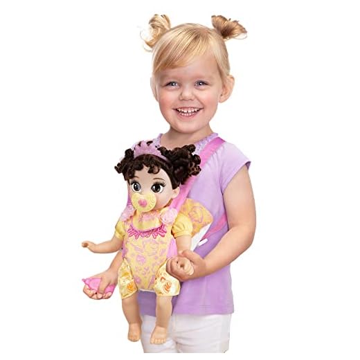 Disney Princess Belle Baby Doll Deluxe with Tiara, Carrier, Plush Friend, Pacifier, Bib & Baby Bottle [Amazon Exclusive]