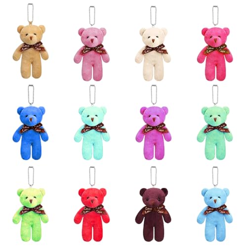 ZeBQrphio Mini Teddy Bears 16-Piece Set of 12cm Small Teddy Bear Keyrings Ideal for Party Favors and DIY Craft Projects Valentines Day Gift