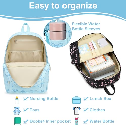 Image of LOIDOU Backpack for Girls School Backpacks Bookbags for Elementary Middle School Women Laptop Backpacks (Bow Tie BLUE, L-17)
