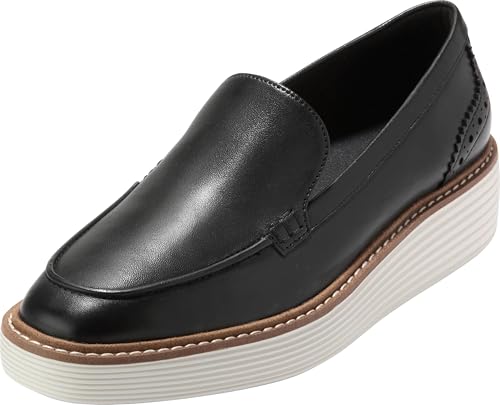 Cole Haan Women's Originalgrand Platform Venetian Loafers, Black/Ivory, 7-B US