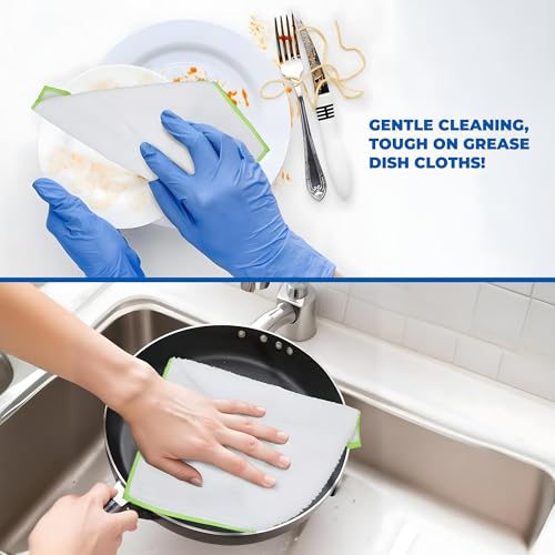 Towelogy Microfibre Dish Cloths Set of 5 – 30x30cm (Standard Size) Scratch-Free High Absorbency Perfect for Spotless Kitchen Cleaning & Dishwashing Stain Resistant Machine Washable (White) - Image 6
