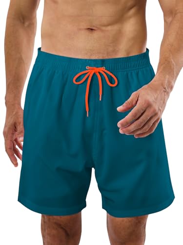 Men's Swim Trunks with Snug Liner 2 in 1 Quick Dry Beach Shorts with Zipper Pockets2