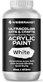 WEISBRANDT Ultra Color Arts & Crafts Acrylic Paint in Assorted Colors - White, 16 oz. Bottle, Premiu