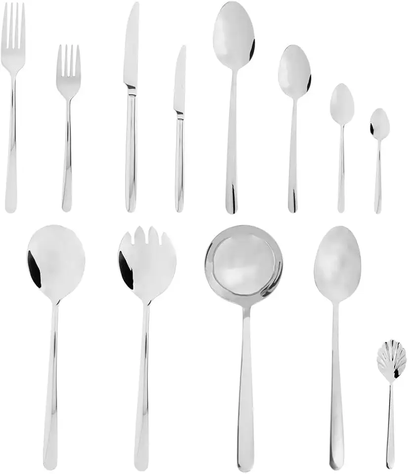 WOLFF Faqueiro de Aço Inox Viena 101 Peças Com Caixa Litografada - Jogos de Talheres - Mesa Posta - Utensílios de Cozinha, Enxoval, Casamento, Decoração