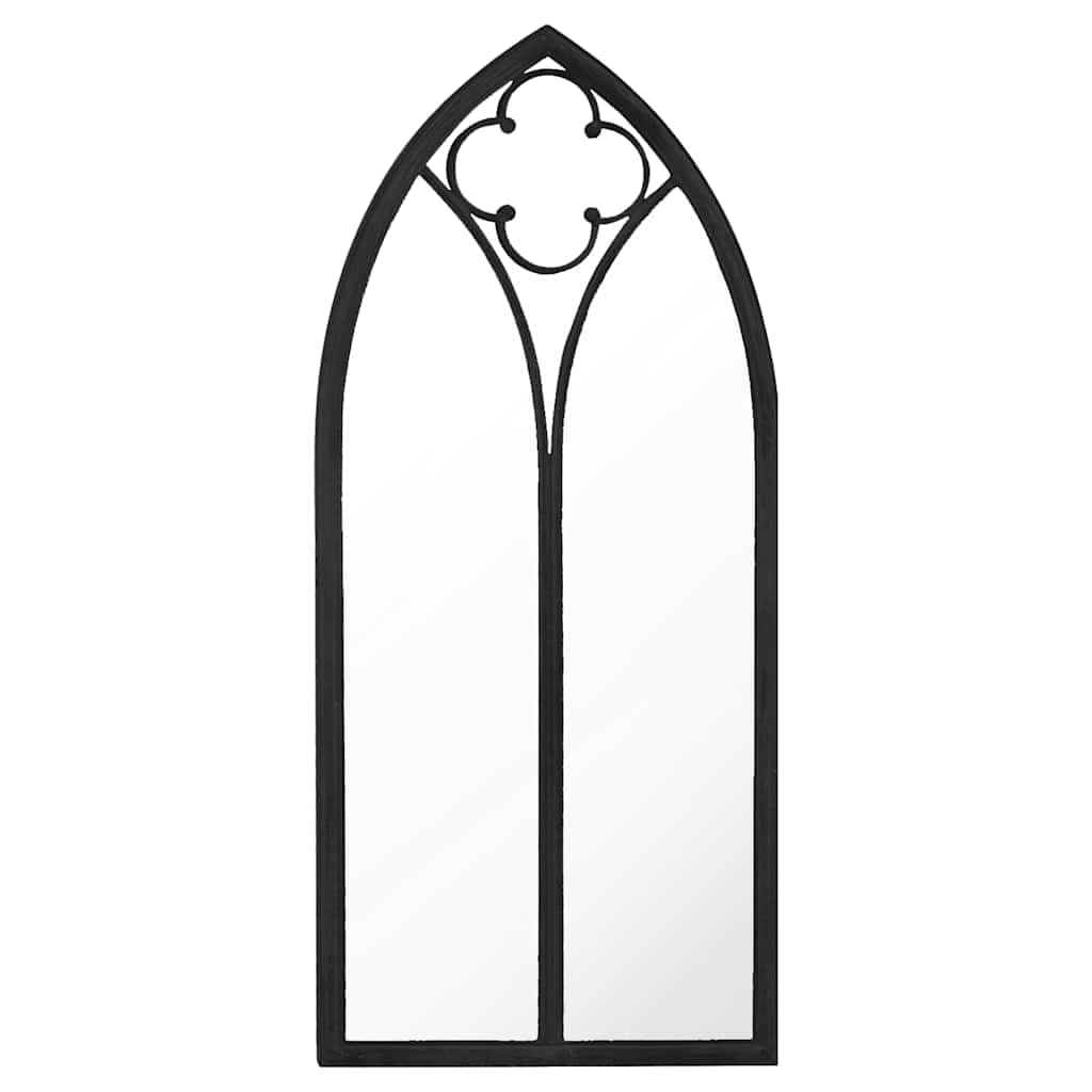 Espejo de jardín negro de hierro 100 x 45 cm para montaje en pared, espejo decorativo de cuerpo entero con efecto oxidado, ideal para jardín, pasillo, salón para dirigir la luz y ampliar el