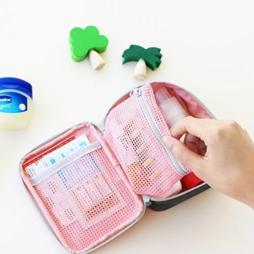 Pink Portable First Aid Kit, Mini Emergency Medical Bag, Travel Size, for Car, Home, Office, Travel, Camping, Sports, Outdoor, School - Emergency First Aid Supplies and Survival Kit - Image 3