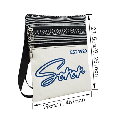 Soror 1920 Messenger Bag Small Ethnic Pattern Printed Adjustable Strap Crossbody Zipper Bag Sorority ZPB Phone Bag Wallet Cute Shoulder Handbag for Women2