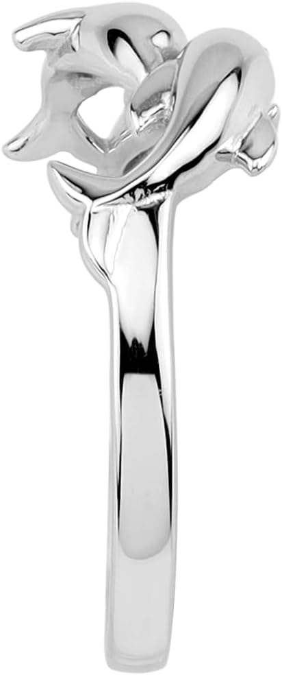 Silvershake White Gold Plated 925 Sterling Silver 3-Dolphins Sealife Casual Ring Jewelry for Women - Image 4