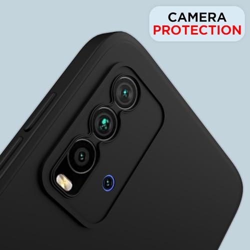 Image of Outlouders Back Cover for Redmi 9 Power /Poco M3 | Camera Protection | Durable Soft Matte Silicone Bumper Case (Black)
