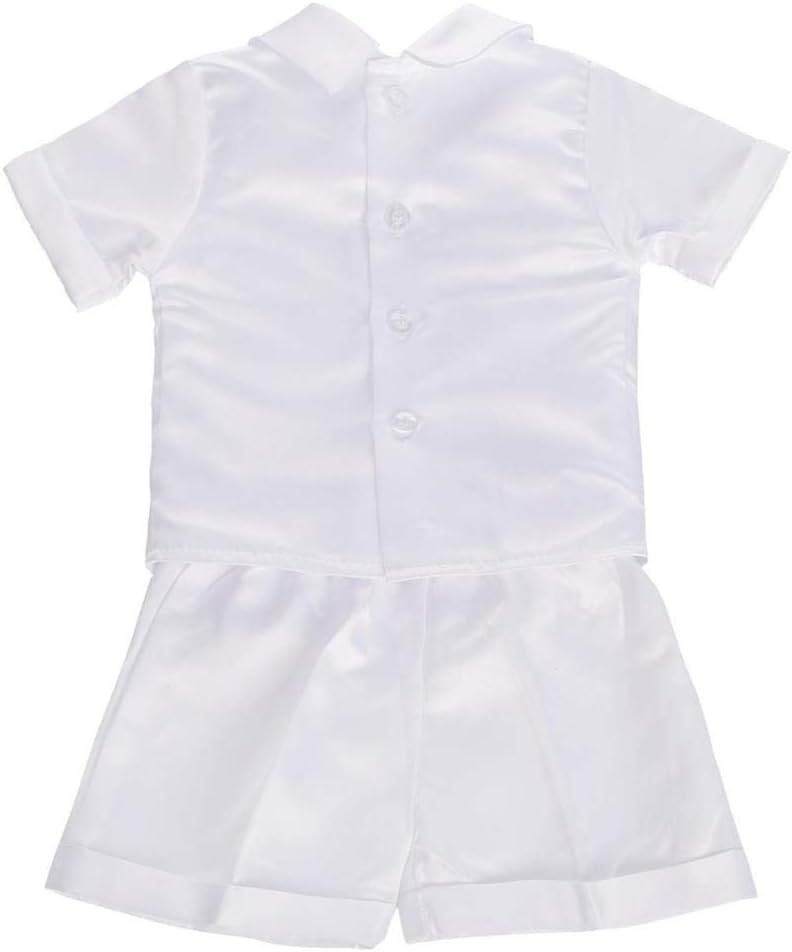 Dressy Daisy Baby Boys Christening Clothing Baptism Outfits with Bonnet Short Long Sleeve White Suit - Image 4