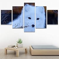 SIGNWIN 5 Panel Canvas Wall Art Animals Black and White Dramatic Group Modern Artwork for Home Decorations Ready to Hang - 60