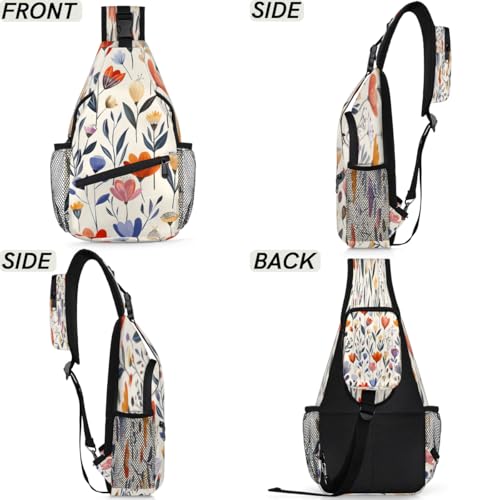 Bolso tipo sling unisex con diseño floral para viajes y senderismo miniatura 6
