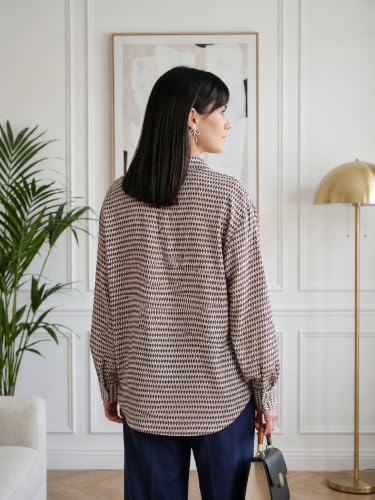 Image of OOMPH! Women's Printed Shirt | Full Sleeves | Collared Neck | Curved Hem | Casual Shirt for Women