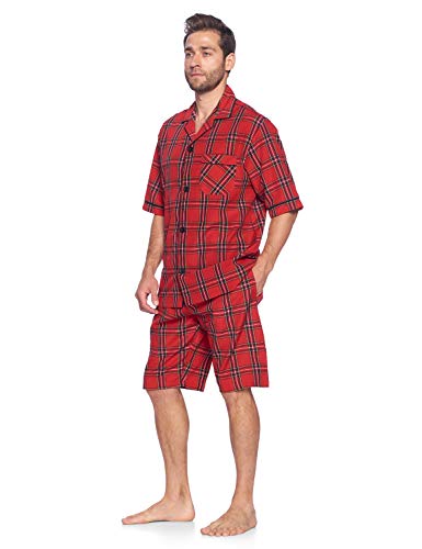 Ashford & Brooks Men’s Woven Pajama Shorts Set Short Sleeve Button Down Boxer PJs2