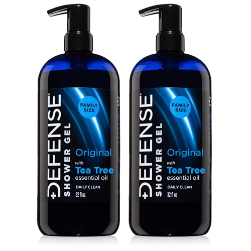 Defense Soap Organic Tea Tree Body Wash | All Natural Shower Gel with Tea Tree Oil, Eucalyptus Oil, and Aloe Vera. Wrestling Inspired, For All Mens & Womens Skin Types. 32 oz (Pack of 2)
