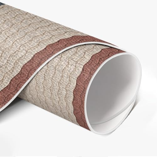 Tapis de sol vinyle beige rond ø50 cm résistant cuisine salon maison deco - 6