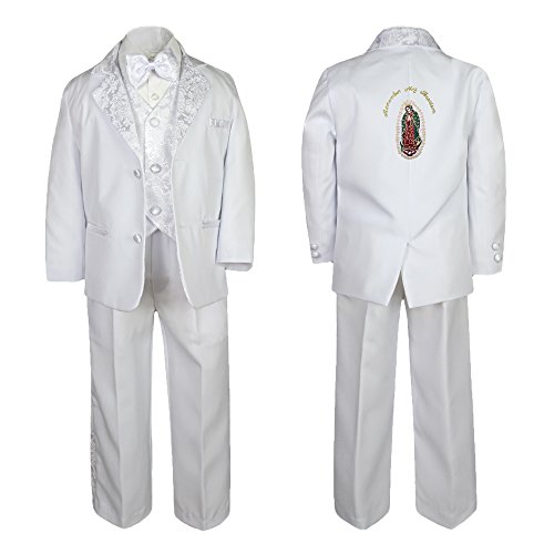 Image of Baby Boy Christening Paisley Jacket Suit Gold Guadalupe Maria Virgin Mary SM-20