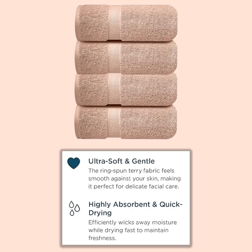 Image of Sulfar 100% Combed Cotton, Quick Drying Highly Absorbent Thick Bathroom Towels, Luxury Bath Towel Set (Pack of 4, 70 X 140 cm) - 600 GSM (Nature Lux)