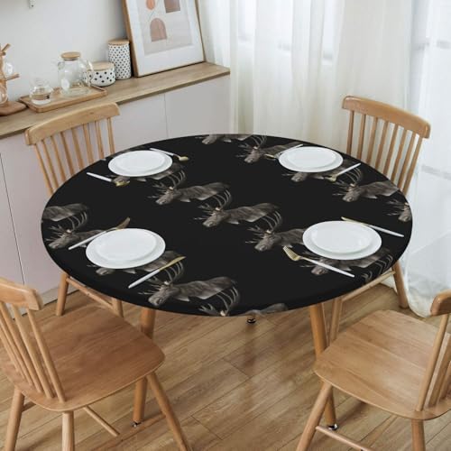 Nappe ronde élan 120 cm imperméable et lavable pour table de fête