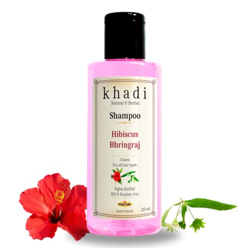 Image of KHADI Natural Hibiscus & Bhringraj Shampoo | FIghts Hair Fall | Sulfate, SLS & Paraben Free | 210 ML