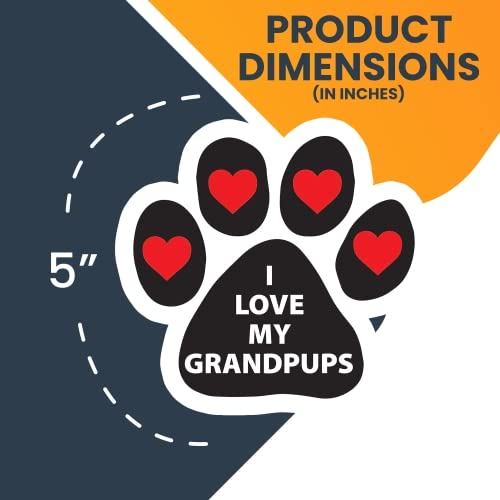 Image of I Love My Grandpups with Hearts Pawprint Car Magnet 5 Inch, Dog Lover Gift
