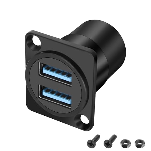 XMSJSIY Adaptateur de montage USB 3.0 double USB type A Panel Mount Socket femelle vers femelle 2...