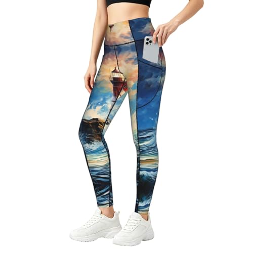 Leggings estampados Lighthouses ideales para yoga al aire libre y paseos activos urbanos