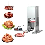 Grande capacità: l'insaccatrice per carne è dotata di un fusto inclinabile che può contenere fino a 4,4 libbre/2 litri di capacità (cilindro 14 x 10 cm) e soddisfa le esigenze di produzione di salsicce in casa e al ristorante, macchina per salsicce ideale per l'uso quotidiano.