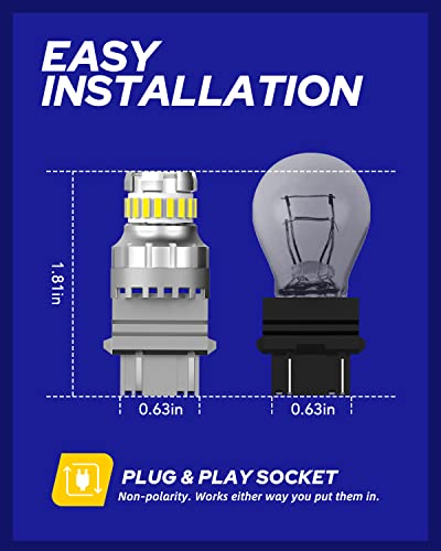 Autoone 3157 Led Bulb, Led Reverse Lights 6500K White Super Bright 3156 3056 3057 4157 4057 Halogen Replacement Bulb For Turn Signal Light, Tail Light, Parking Light, Pack Of 2 #TOP5
