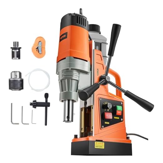 VEVOR Trapano a Colona Magnetico 1550W Velocità tra 0-500 giri/min Portatile 220V-240V 50/60Hz, Trapano Magnetico Diametro di Perforazione Max. 50mm Profondità Max. 50mm Forza Magnetica Fino a 13000N