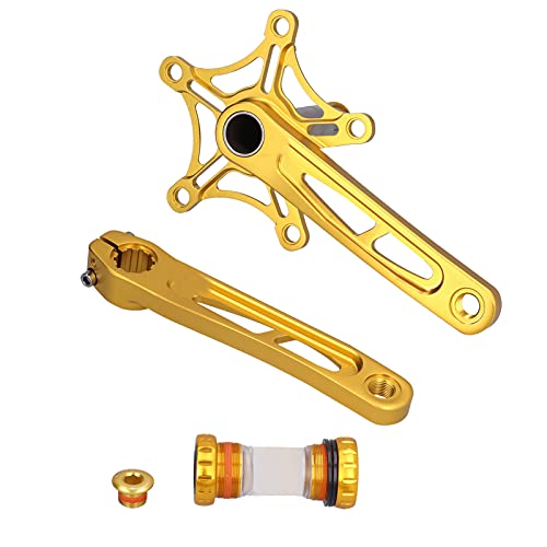 Crankset, Heavy Duty Friction Reduction Metal Alloy Crankset for Road (Gold)