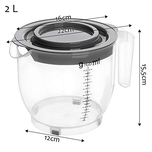 Pichet mesureur 2L avec couvercle KADAX en plastique transparent