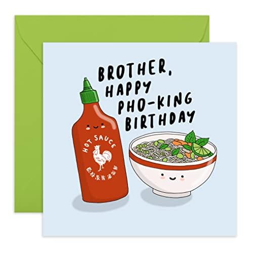 CENTRAL 23 Funny Birthday Card for Brother - 'Happy Pho-King Birthday' - Greeting Card with Fun Stickers