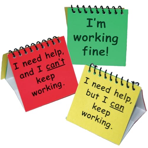 Really Good Stuff 'I Need Help' Mini Flip Chart Signs for Students - Set of 12 - Classroom Management Tools, Self Assessment for Students