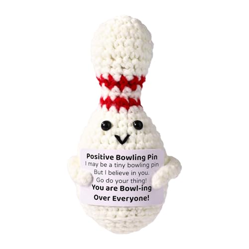 TOYMIS Positive Gehäkelte Bowlingkugel, Süße Emotionale Plüschpuppe Kreative Ausgestopfte Bowlingkugel mit Aufmunternder Karte Lustige Positive Geschenke für Freunde Der Familie