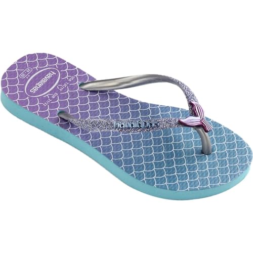 Havaianas Slim Glitter Flip Flops - Mermaid Gifts for Girls - Blue, 3Y/4W big kid2