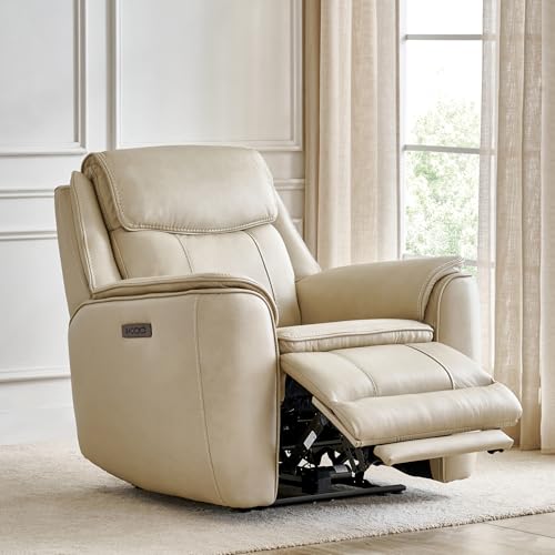 Image of Home Centre | Potsdam Half Leather 1-Seater Zero Gravity Electric Recliner | Recliner Sofa for Living Room | Ivory | 1 Year Warranty