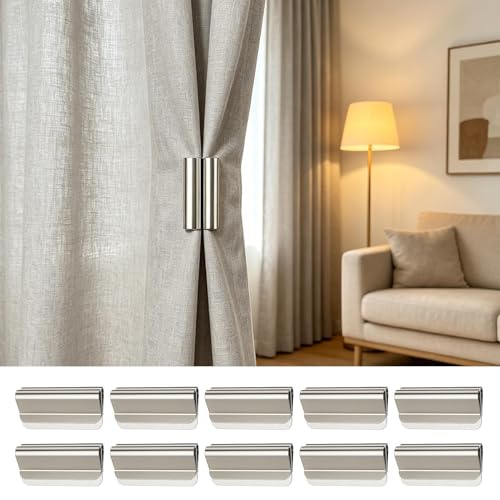 Clips magnéticos para cortinas oscuras de ventanas, pack de 10 piezas para dormitorio 4