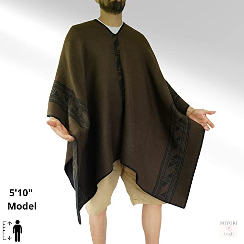 Image of Alpaca Poncho Men Ponchos Adult Wool Poncho Men Pancho Men Mens Poncho Cloak