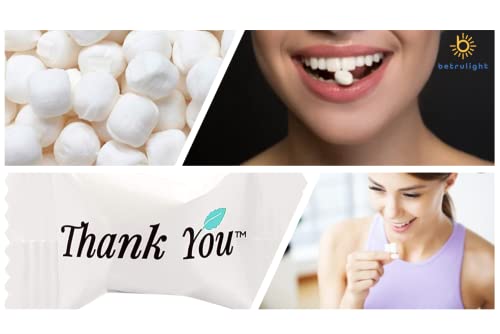 Betrulight - Breath Freshening Mints, Vegan, Non Gmo, Gluten Free, Individually Wrapped Kosher Thank You Buttermints, Mint Candies, After Dinner Mints, Butter Mint Candy, Fat-Free, Mints Bulk (100) #TOP5